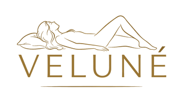VELUNÉ Logo in dunklem Gold